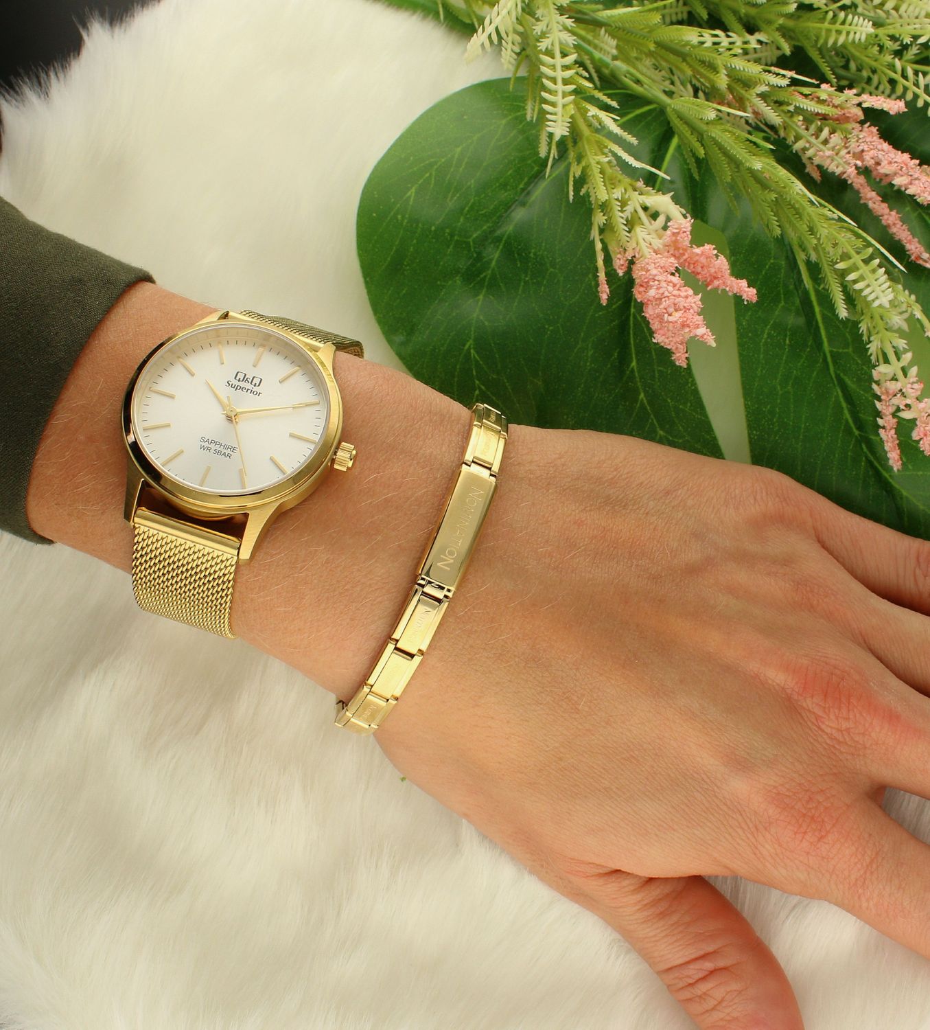 Bransoletka Nomination Trendsetter złota do graweru z blaszką ozdobiona cyrkonią 021150 012b.jpg